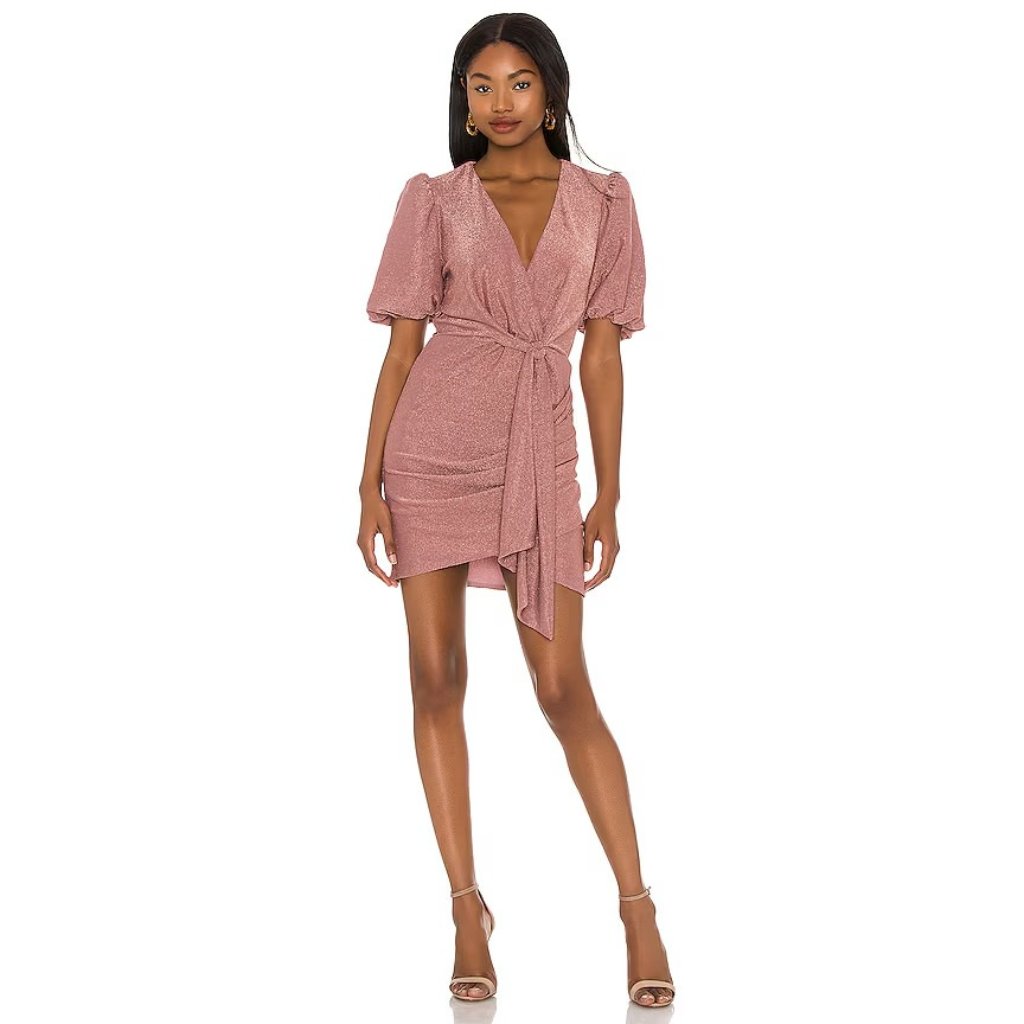 Saylor Deb Mini Dress Rose Lurex Pink